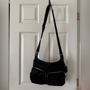 Tumi Sadler Black Crossbody Bag with Gold Accents EC
